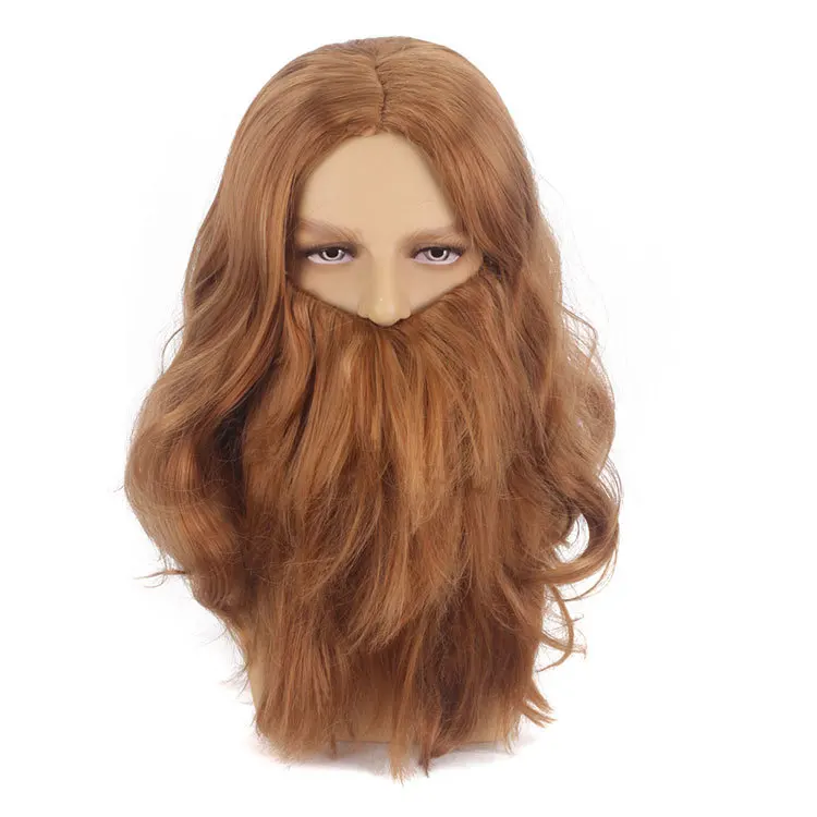 Santa Claus Dress Up Super Thick Santa Claus Headset Beard Wig Brown Beard Wig Set Foreign Trade-Synthetic fiber wig