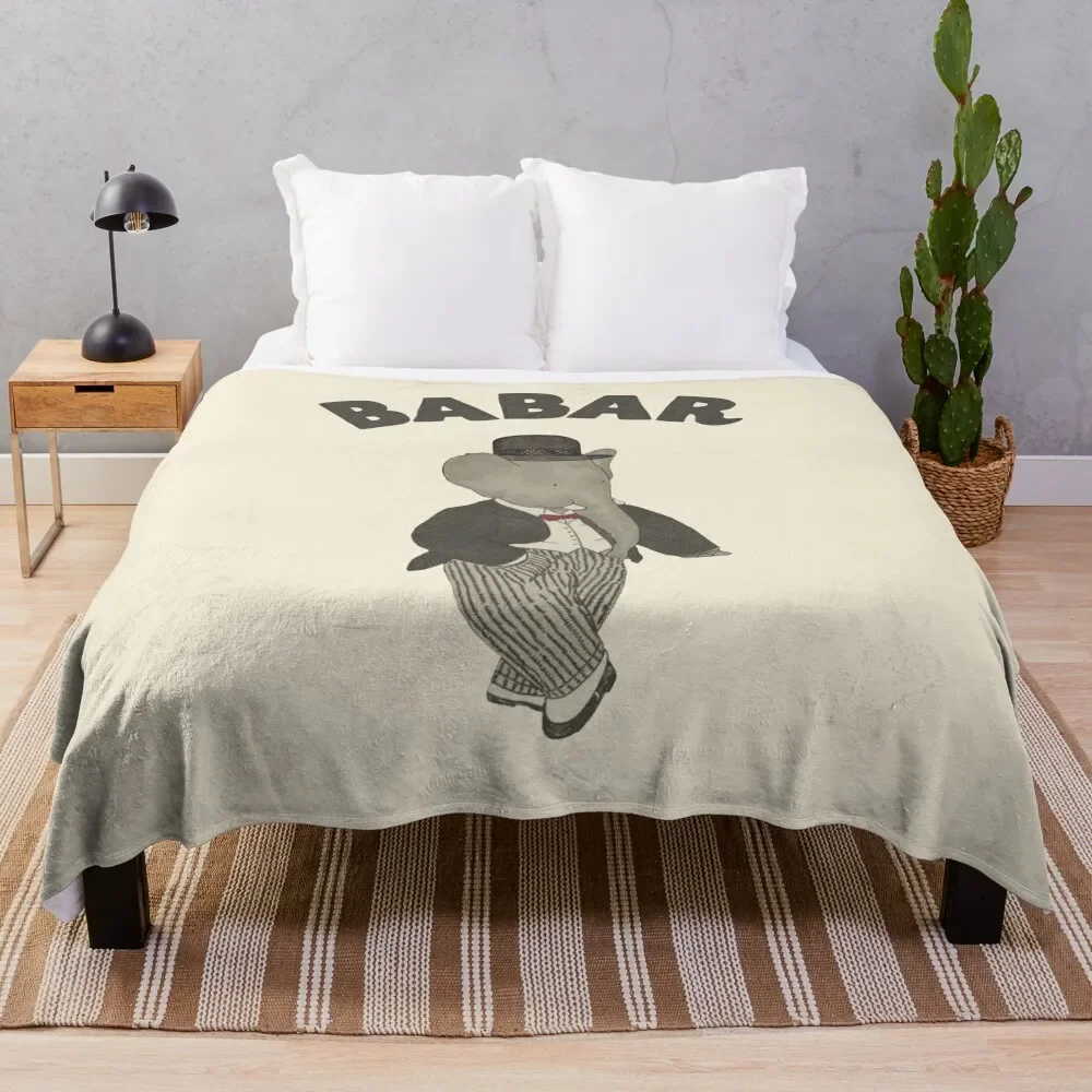 

Vintage Babar Throw Blanket Warm Flannel Blanket for Couch Chair Bedroom