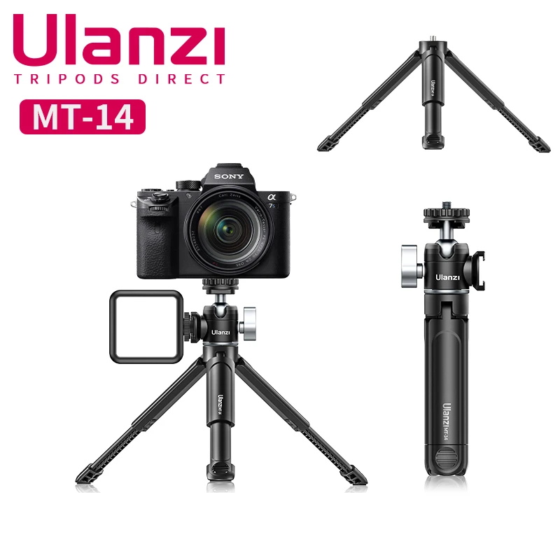 Ulanzi MT-14 Aluminum Alloy Phone Camera Tripod with 360° Ballhead 1/4 Screw Portable Vlog Kit Light Desktop Tripods For Huawei