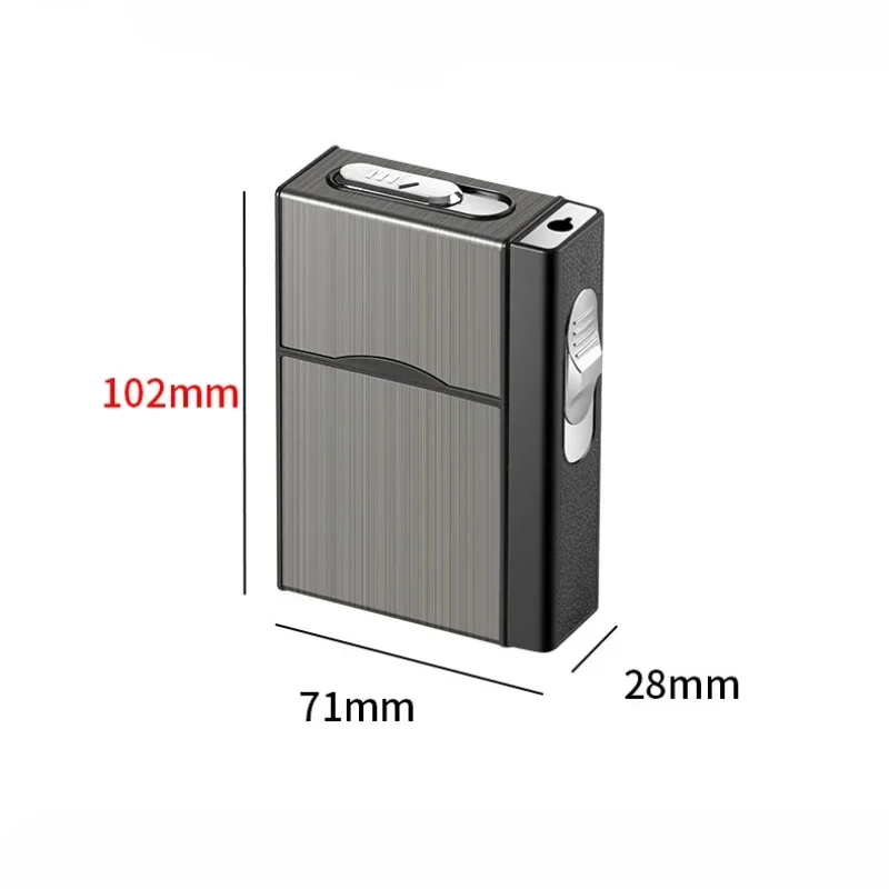 USB 3-in-1 multifunctional gas electric cigarette case lighter can hold 20 cigarettes metal inflatable cigarette case wholesale