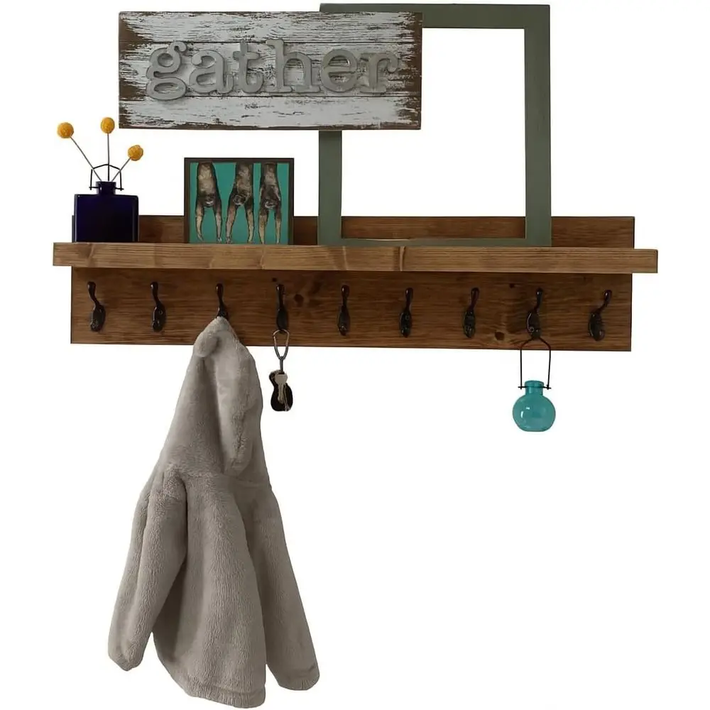 

Wall-Mounted Coat and Towel Rack Organizer with Adjustable Shelf Length