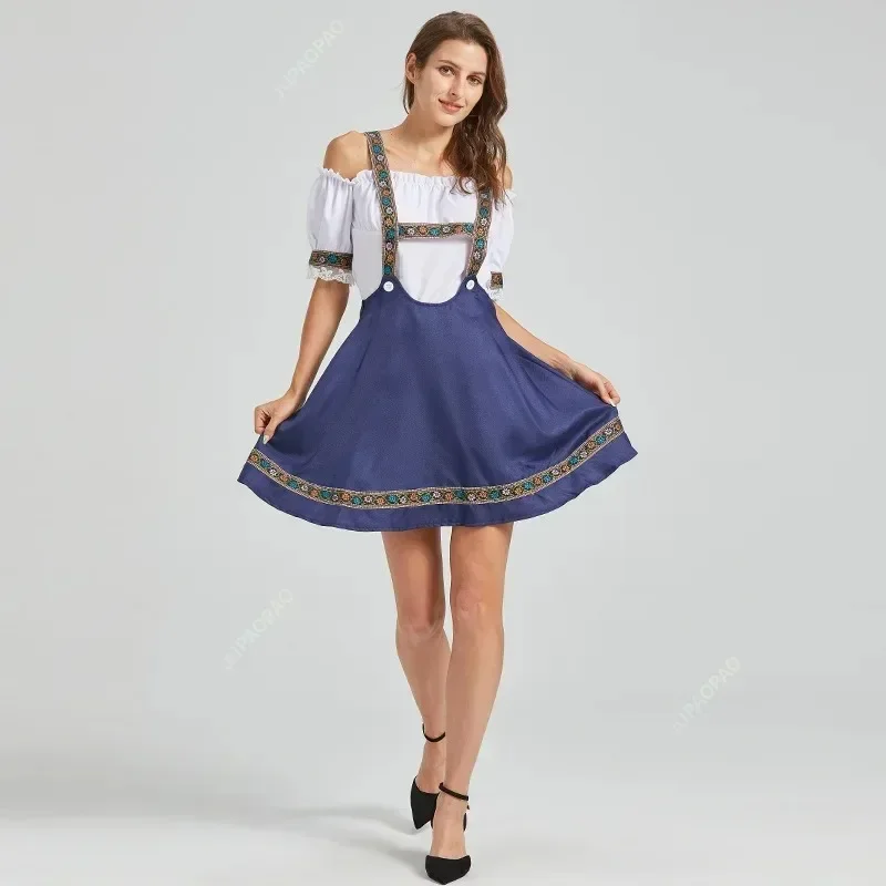 

Traditional Stage Performance Costumes Beer Festival Costumes Checkered Dresses Women's White Aprons German Beer Maids Parties