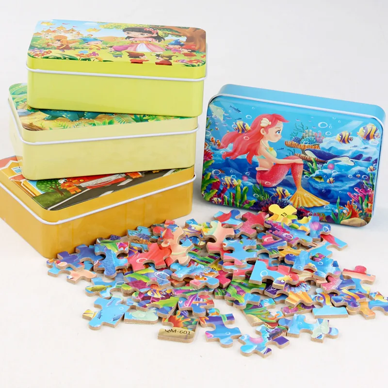 60pcs 3D Wooden Jigsaw Puzzles with Cartoon Snow White/Cinderella/Princess/Helicopter/Hot Air Balloon Picture Puzzles for Kids