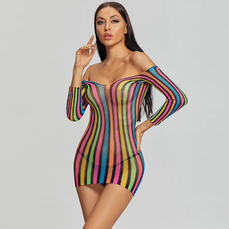 

DOIAESKV Women's Sexy Exotic Lingerie Backless Babydoll Nightwear Colorful Hollow Design Intimate Underwear Costume Apparel