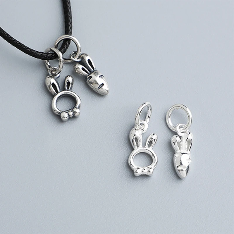 1pc 925 Sterling Silver Rabbit/Carrot Cute Jewelry Charms Women Earrings Necklace Bracelets Silver Pendants DIY Artwork Findings