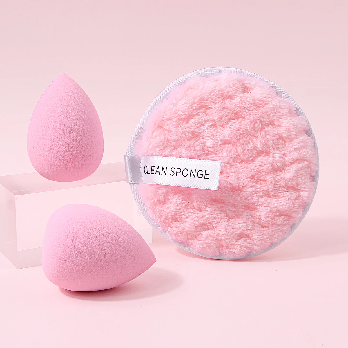 Reusable Makeup Remover Puff & Water Drop Makeup Sponge Set Wet Dry Dual Use Foundation Concealer Portable Travel Cosmetic Puff