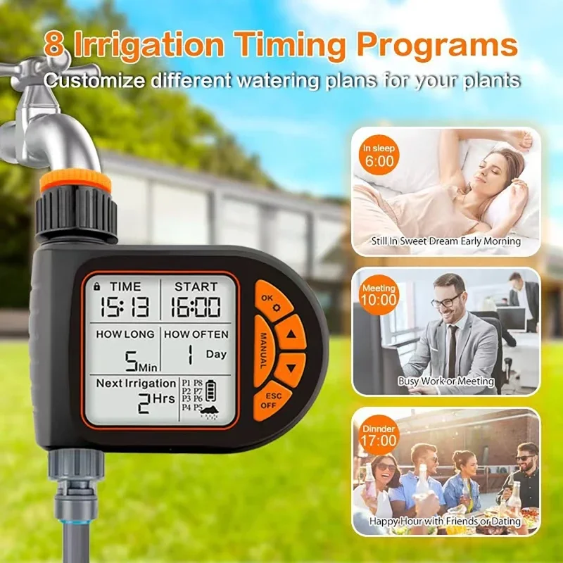 Smart Garden Timer Irrigation Set IPX5 Waterproof LCD Automatic Watering Controller Set With Rain Sensor for Farms