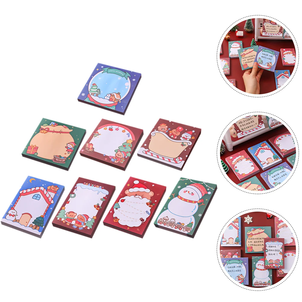 

8 Pcs Christmas Adorable Memo Sticker Multi-function Pads Small Stickers School Portable Bear