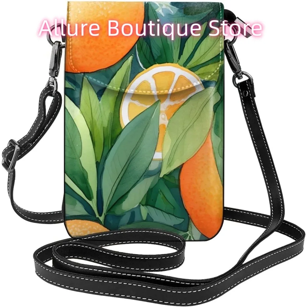 

Cute Oranges Crossbody Bag for Women PU Leather Small Travel Cell Phone Pouch Lightweight Mini Phone Purse Wallet Cross Body