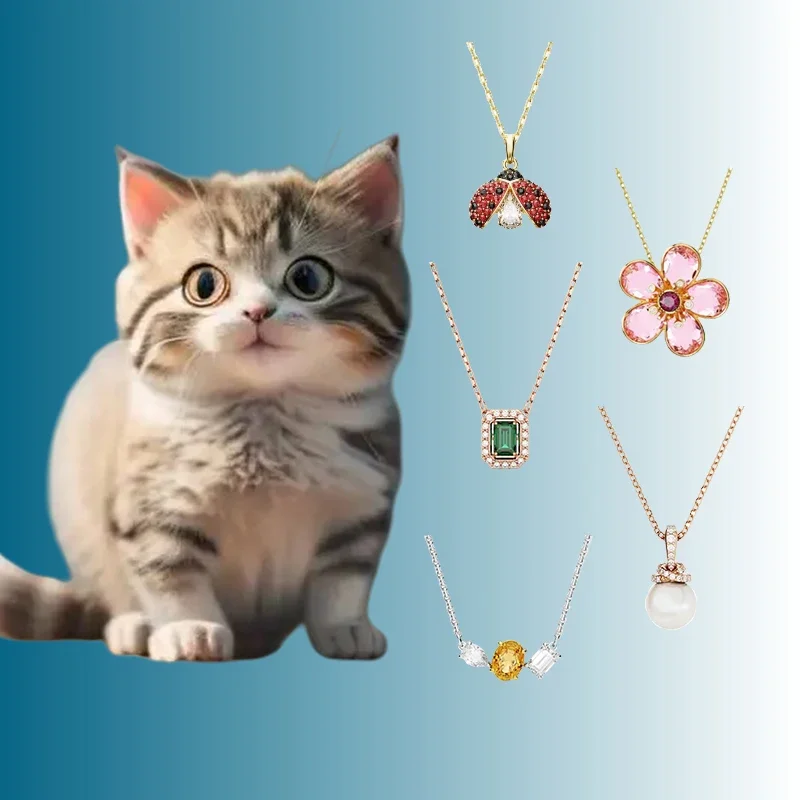 

Cat accessories Austrian jewelry bright flower seven-star ladybug necklace niche creative girl birthday exquisite gift