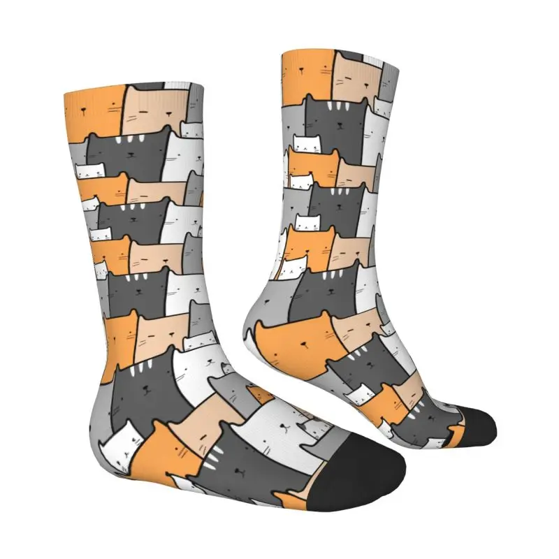 Chaussettes de sport imprimées en 3D pour hommes et femmes, motif de chat de dessin animé, chaton mignon, chaud, basket-ball cool