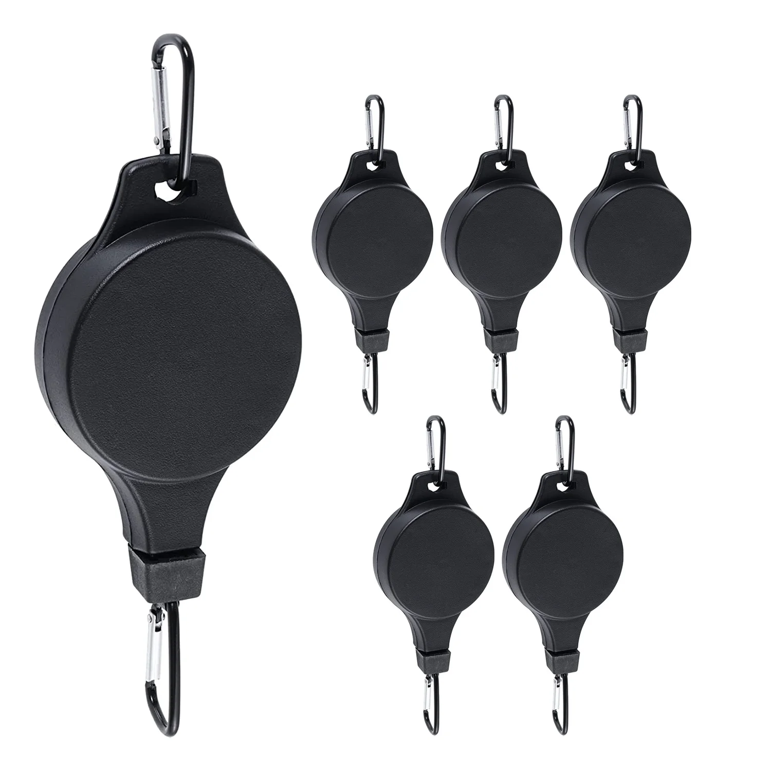 

6 Pack Plant Pulley Retractable Hanger Easy Reach Plant Pulley Adjustable Height Wheel for Hanging Plants Indoor Black