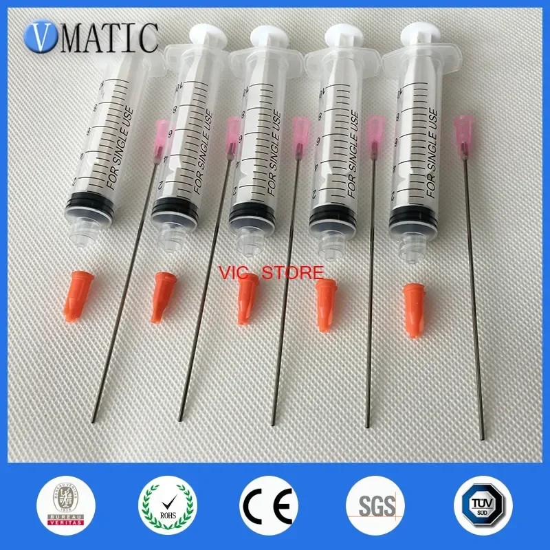 Free Shipping 5Pcs 10cm 100mm Tube Length 18G Blunt Tip Needle With 10cc/ml Plastic Syringe And Red Syringe Stopper