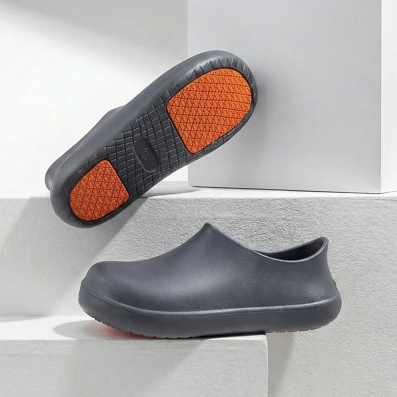 Men's Professional Chef Non-Slip Shoes, Oil-Resistant, Waterproof, Breathable, Durable, Lightweight Work Sandals for Restaurant