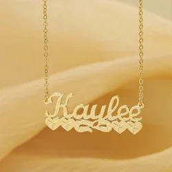 Luxury Custom Name Necklace Personalized Stainless Steel Cat Double Color Pendant Women's Jewelry Holiday Gift For Girlfriend