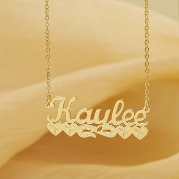 女性のためのパーソナライズされたステンレス鋼の猫のネックレス,ダブルカラーのペンダント,カスタム名,高級ジュエリー,ガールフレンドへのクリスマスプレゼント