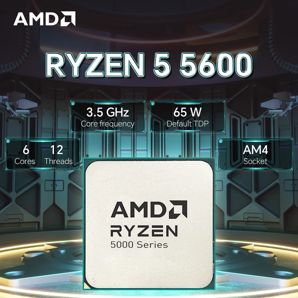 AMD Ryzen 5 5600 3.5GHz nouveau processeur L3 = 32M 7NM 65W 6 cœurs 12 threads R5 5600 Socket AM4 DDR4 mais pas de ventilateur