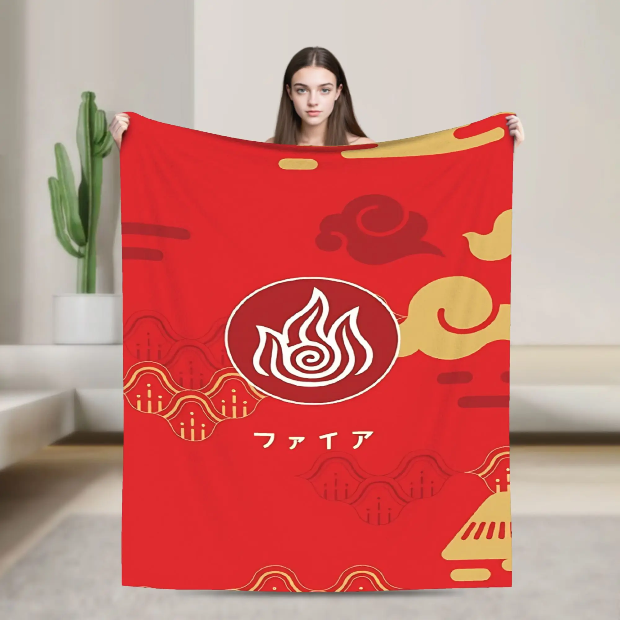 Fire Nation Zuko Blanket Fleece Avatars Anime Airbenders Soft Throw Blankets for Airplane Travel Bed Rug
