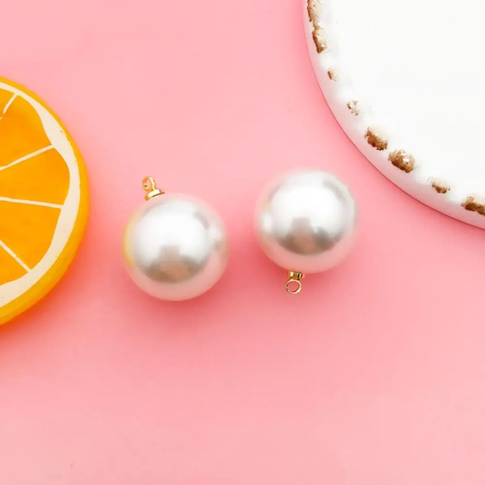 

10PCS Clothes Decor Artificial Pearl Handmade Alloy Pearl Buttons for Sweater Silver Round DIY Dangle Earrings Pendant Girls