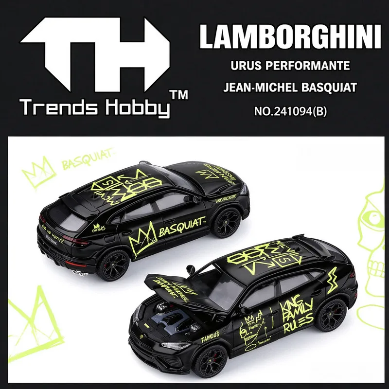 Trends Hobby TH 1/64 Lamborghini Urus Performante × Jean‑Michel Basquiat Diecast Car Model Alloy Simulation Collection Toy Gift