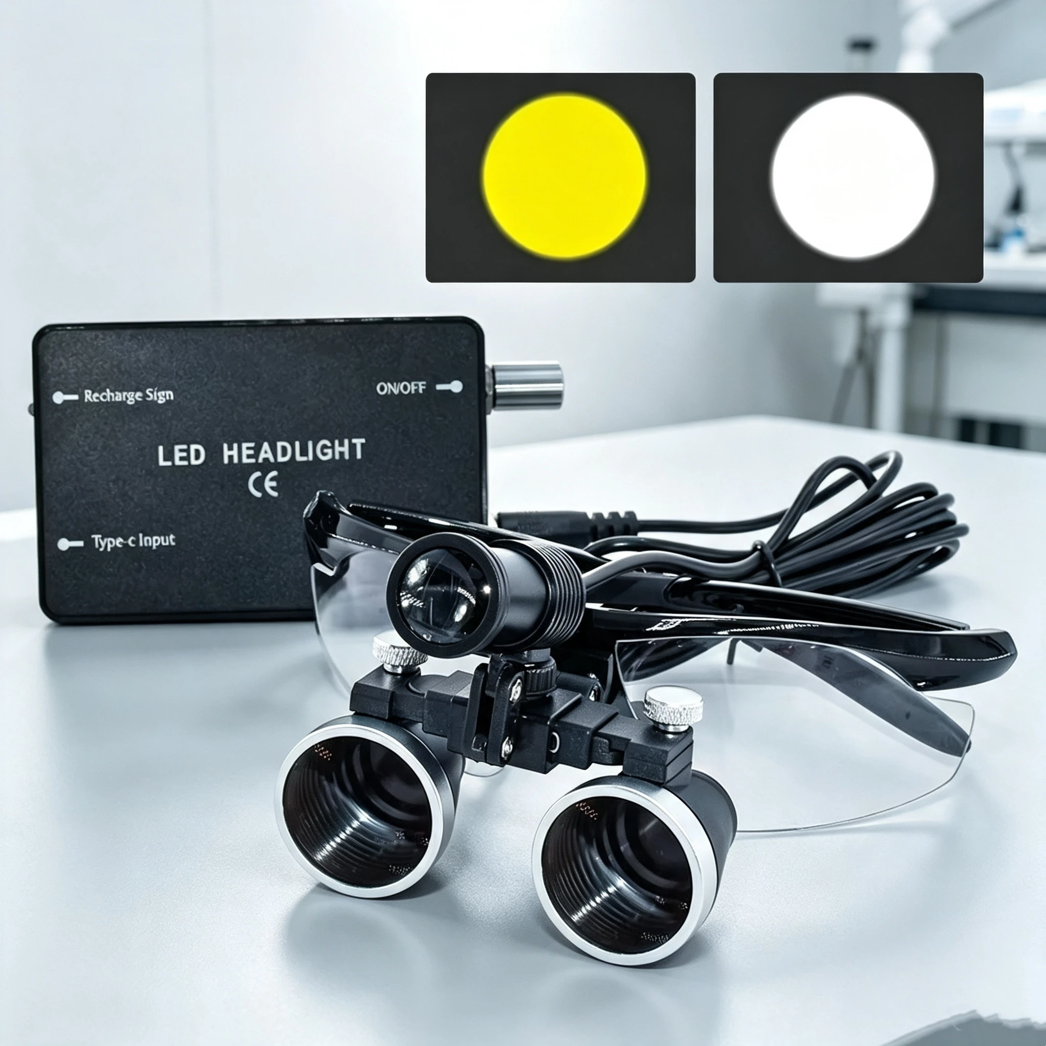 2.5X 3.5X Wireless 5W LED Dental Binocular Loupes Ultra Lightweight Optical Magnifier for Dentist Surgical Medical Use