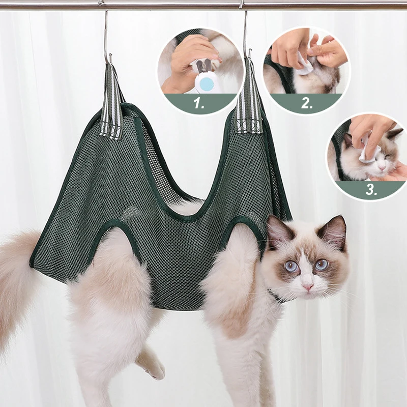 Cat Grooming Nail Cutting Anti Scratch Bite Fixed Bag Bath Trimming Restraint Bag Beauty Hammock Hanging Pet Supplies