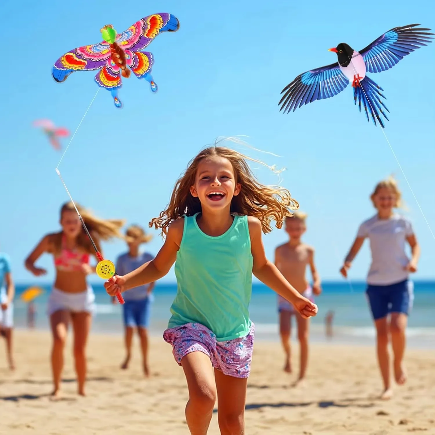 Cartoon Fish Butterfly Eagle Kite for Kids - Outdoor Flying Toy with Handle & 30m String Children's Beach Park Activity Gift