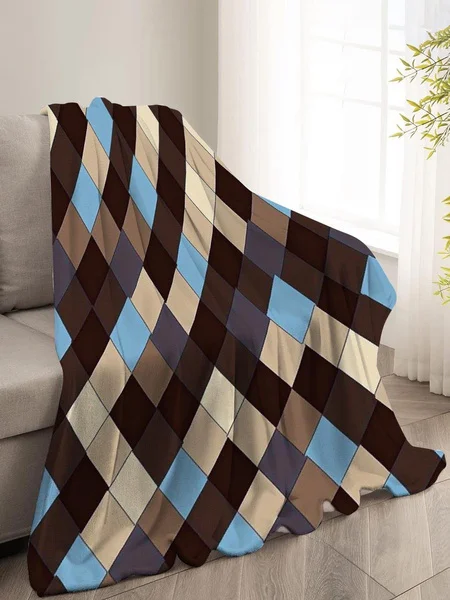 

Классическое флисовое одеяло с узором аргайл, мягкое и уютное покрывало для дома