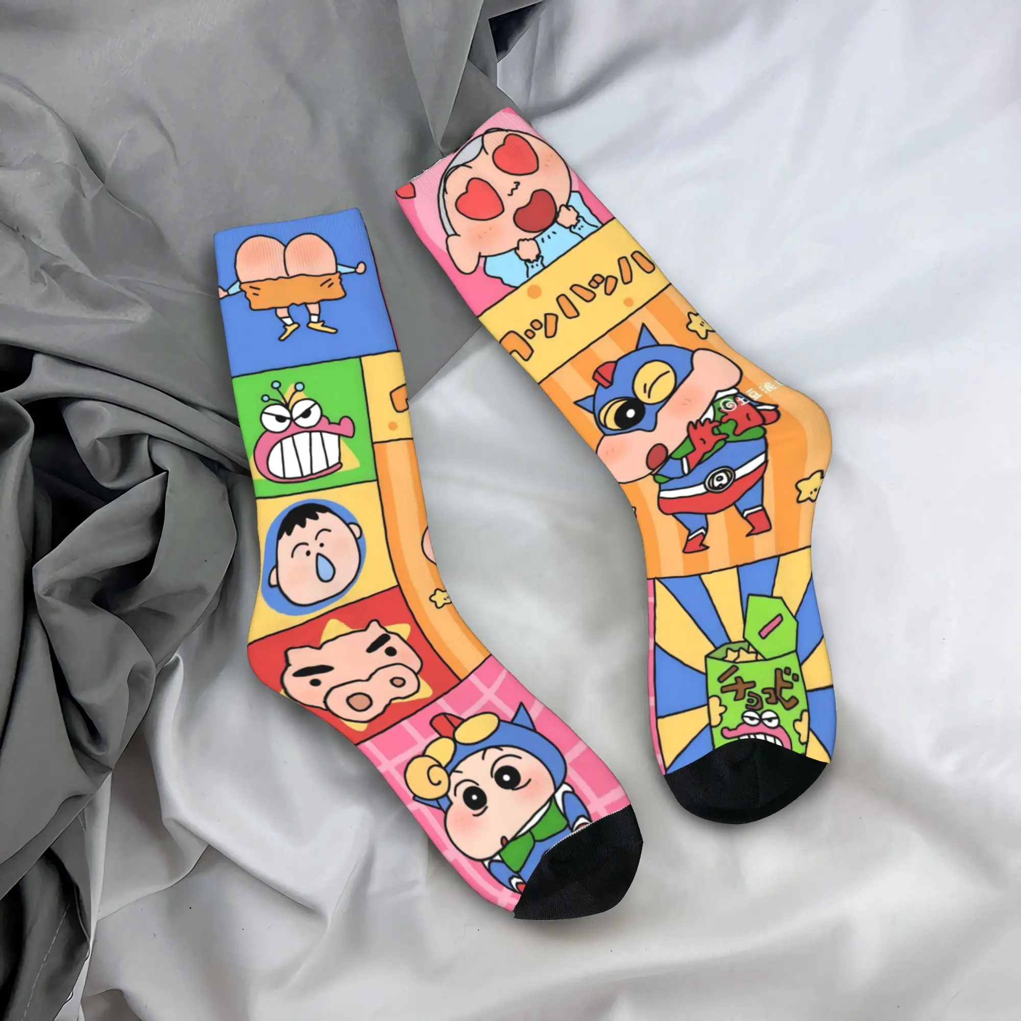 

Носки Crayon Shin-chan, нескользящие чулки, мужские дышащие велосипедные носки, осенние корейские носки с рисунком