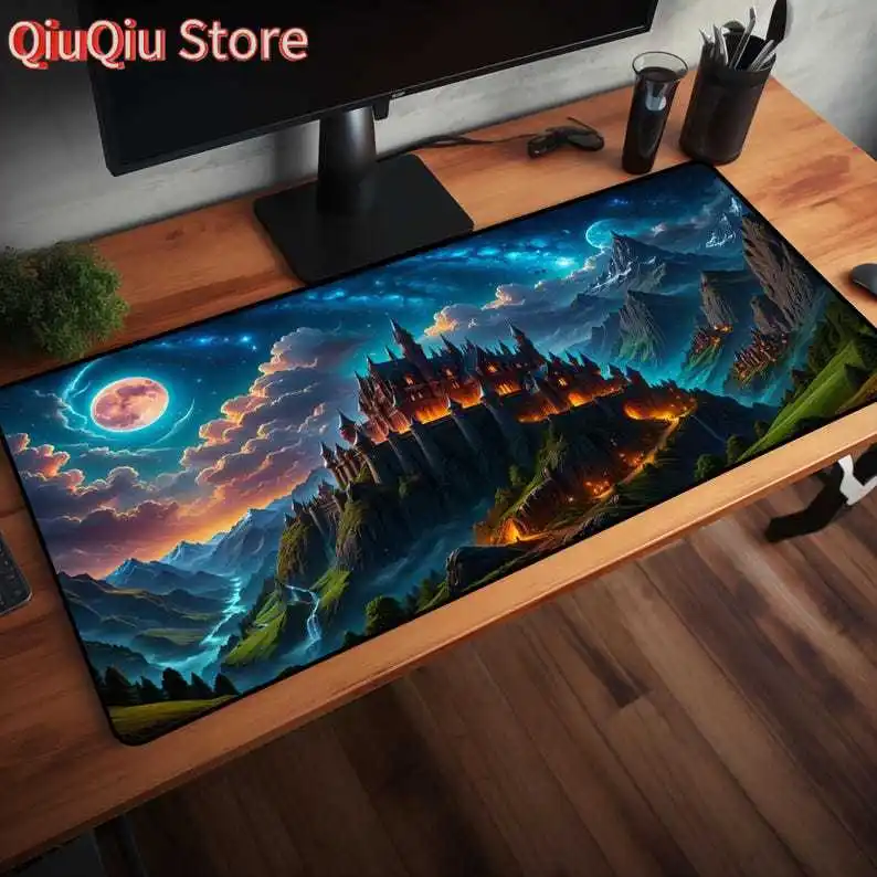 

Haunted Castle Desk Mat: Spooky Halloween Mouse Pad