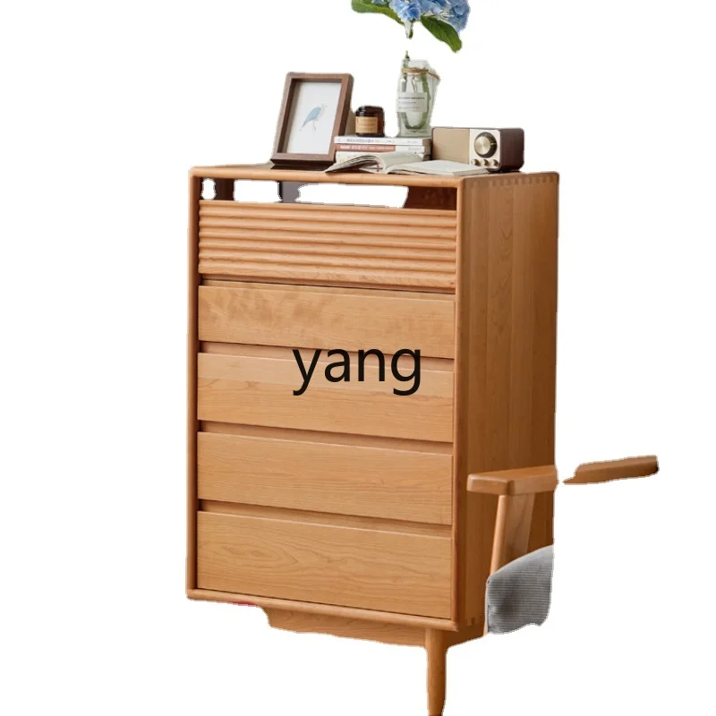 

Yjq Solid Wood Chest of Drawers Cherrywood Living Room Simple Chest of Drawer Bedroom Locker