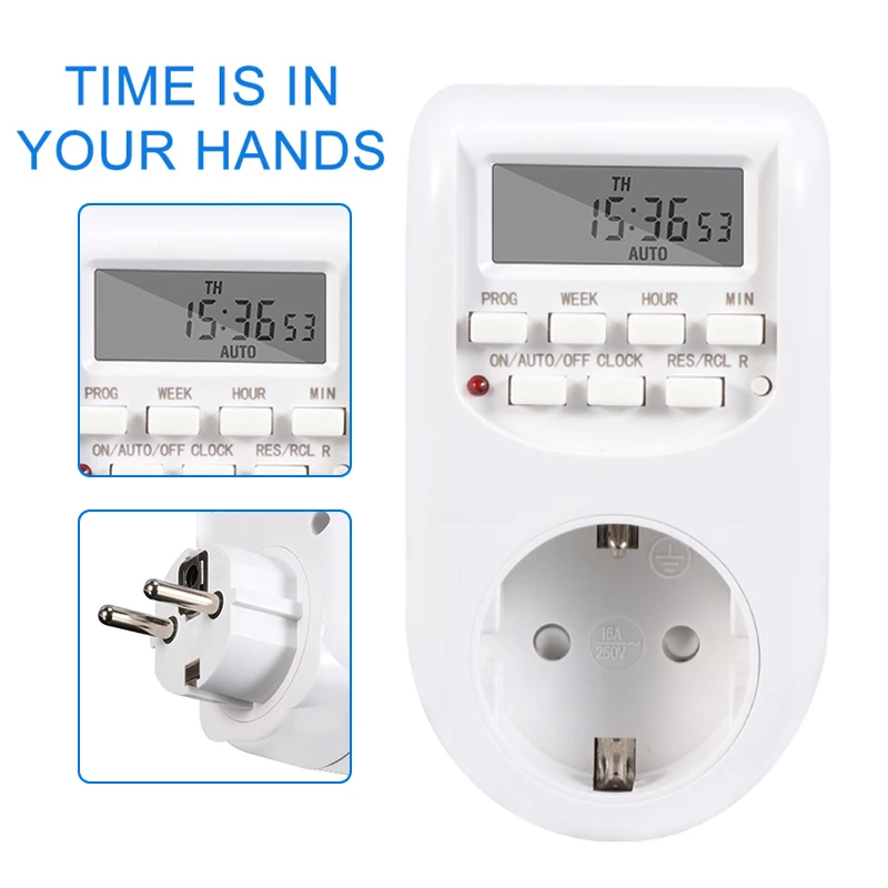 Digital Timer Switch European Plug Kitchen Timer Outlet 220VAC 50Hz 10A 2200W Programmable Electronic Timing Socket Smart Home