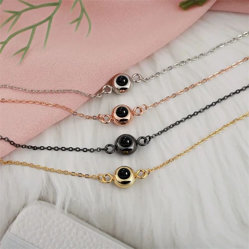 Custom Photo Bracelet Personalized Photo Projection Bracelet Circle Photo Bracelets with Picture Inside for Women Birthday Gifts