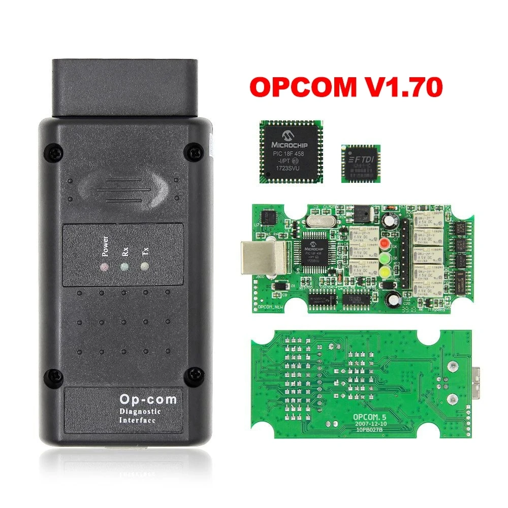 OPCOM V5 V1.70 PIC18F458 FTDI Flash Firmware Update V1.99 CAN BUS OP COM For Opel OBD2 Scanner Auto Car Diagnostic Tool Cable