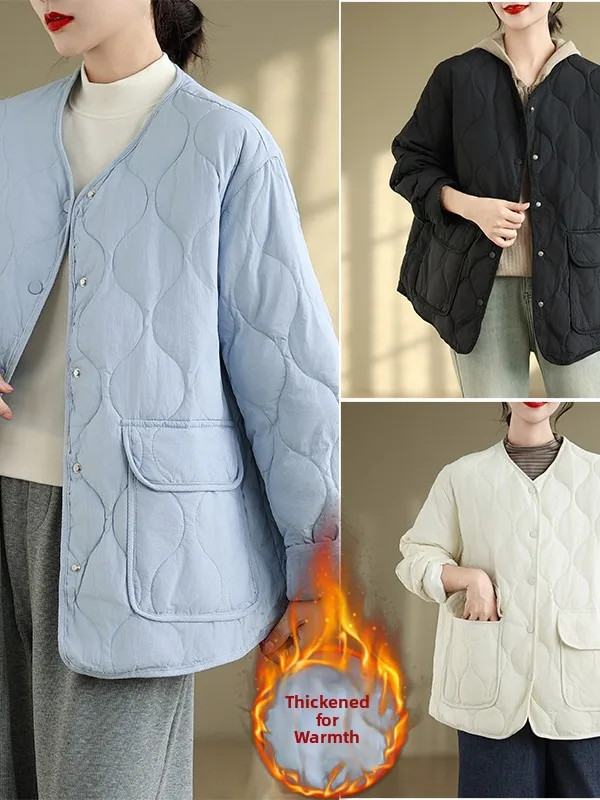 

Теплое легкое свободное круглое женское зимнее хлопковое пальто Nedown Jaet Pure Color ort Sle в Корейском стиле с рисунком Duling