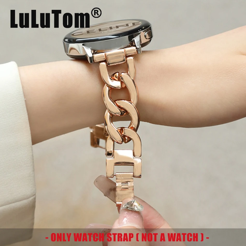 Fashion INS Loop Ring Metal Strap For Samsung Galaxy Watch 6 5/Pro/4 Classic 44/40/46mm 20mm/22mm Band For Huawei Watch GT 4 3 2