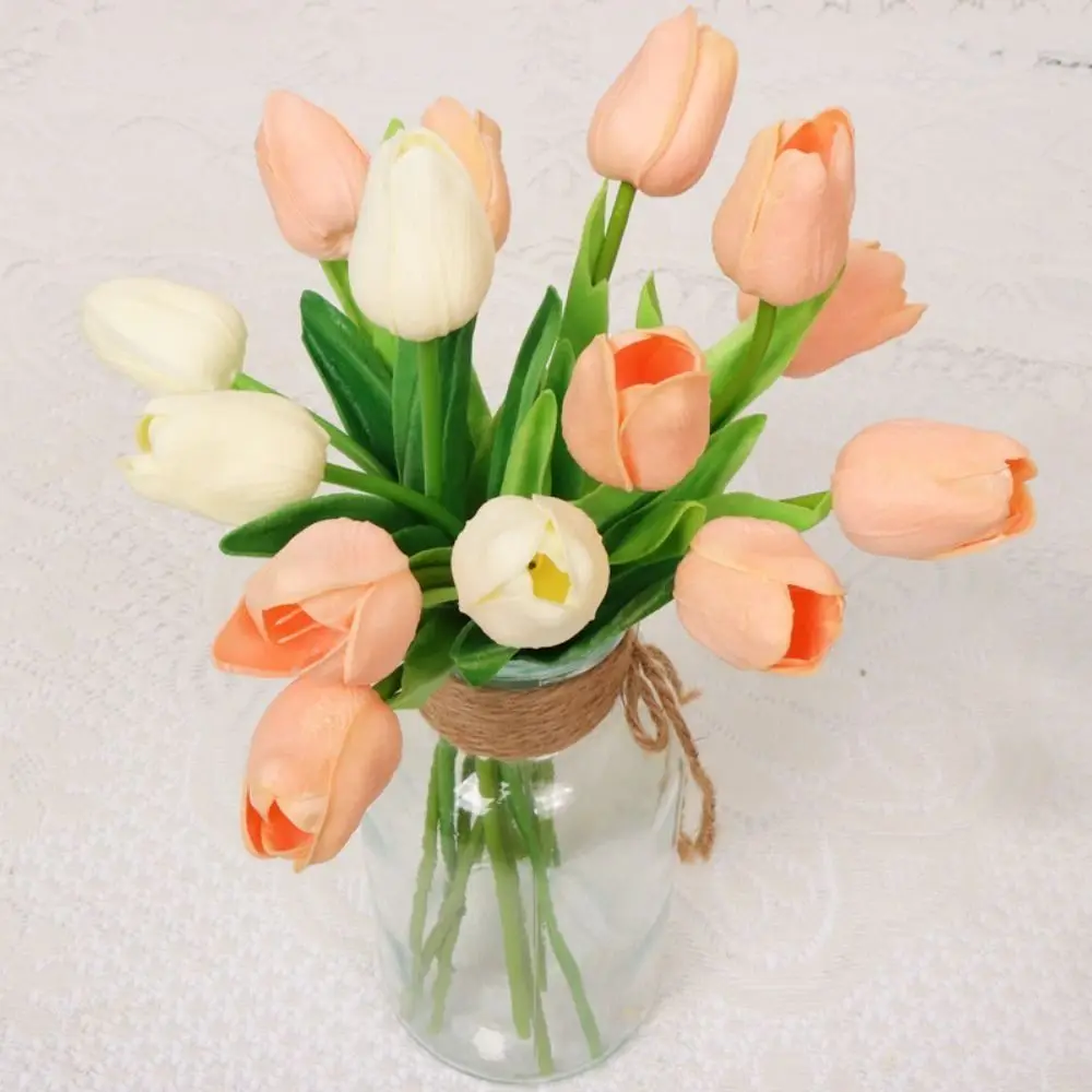 

10Pcs Creative Simulated Tulip Flower Silk Flower Realistic Artificial Tulip Flowers Rustic Artificial Plants