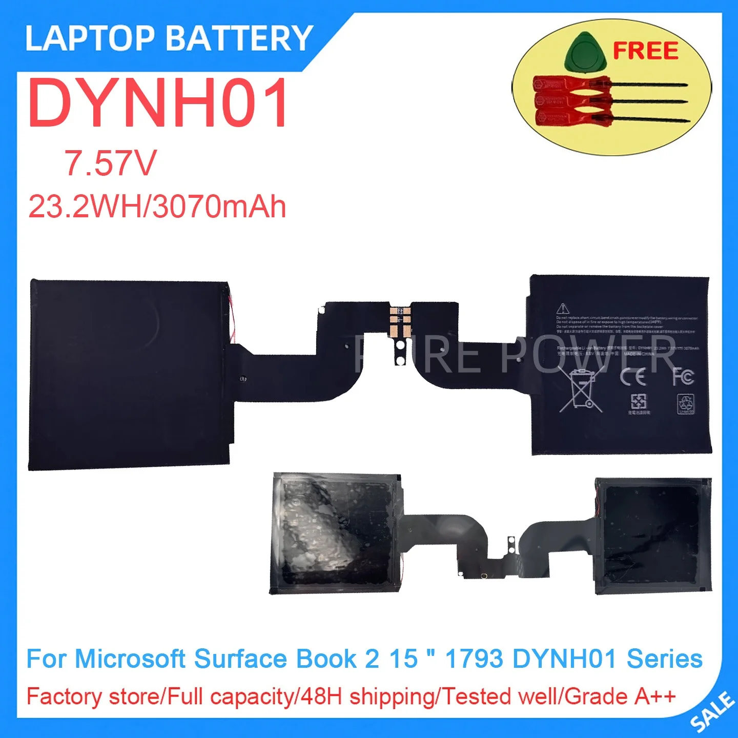 New Laptop Battery DYNH01 7.57V 23.2WH 3070mAh High Quality For Microsoft Surface Book 2 15 