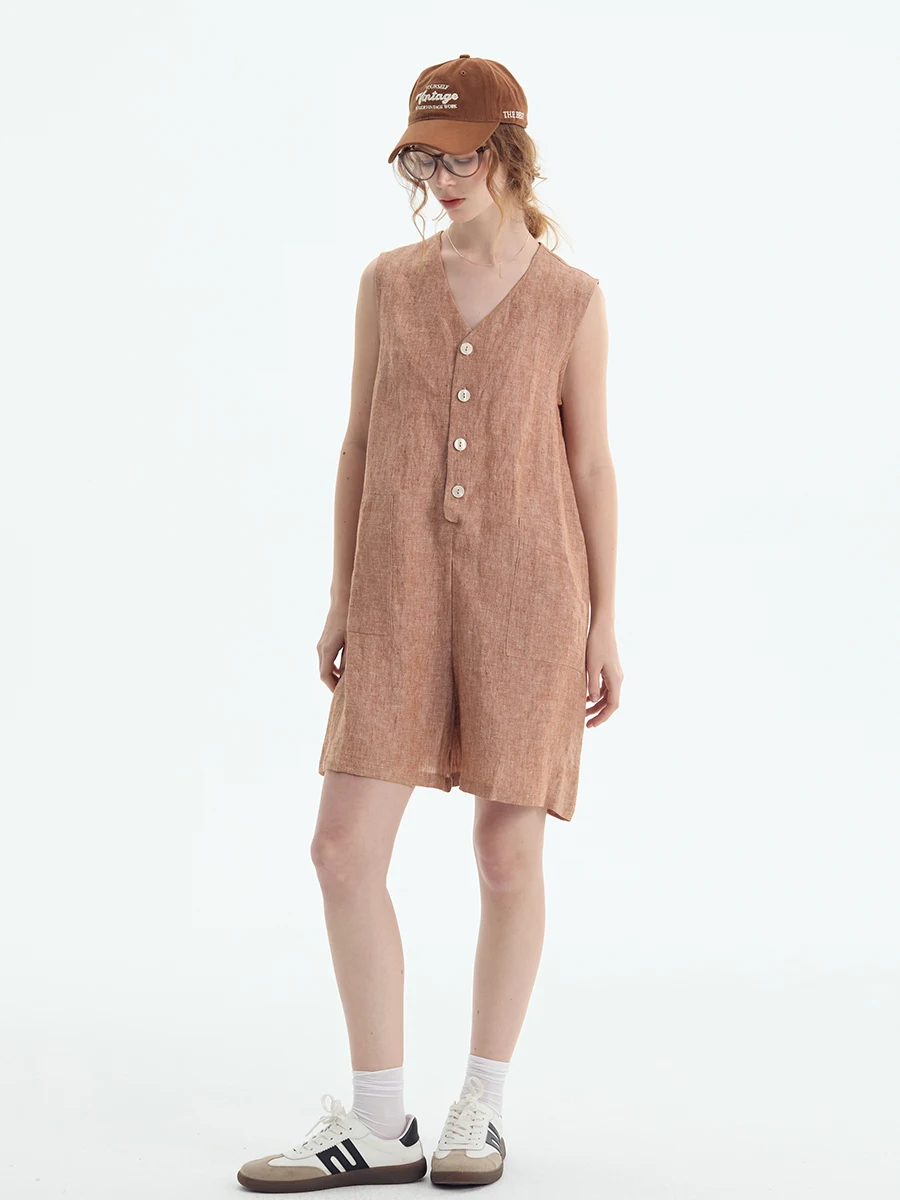 

Льняные шорты PISN Summer Fruit Fermentation с цветным плетением, V-образным вырезом, высокой талией, прямого кроя, для отпуска и повседневной носки