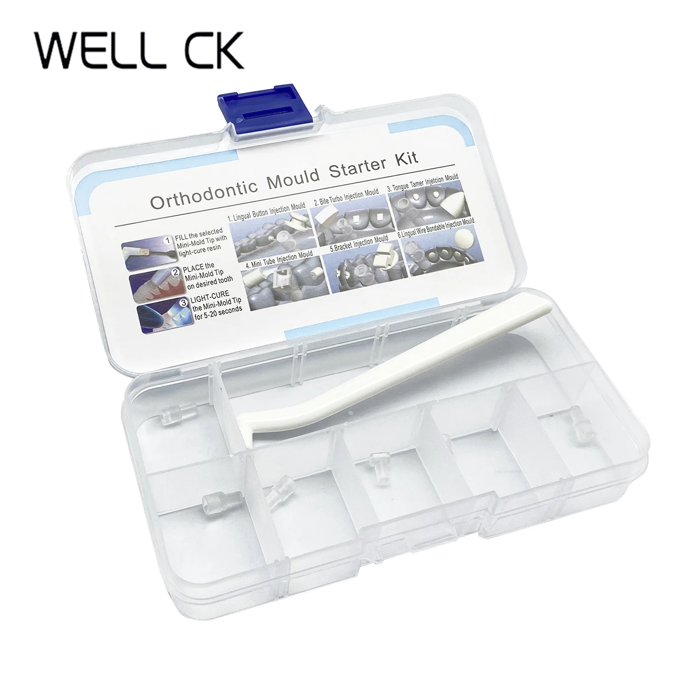 WELL CK Dental Mini Orthodontic Mould Starter Kit Accessories Injection  Ortho Lingual Button 1 Handle 6 Mould/set