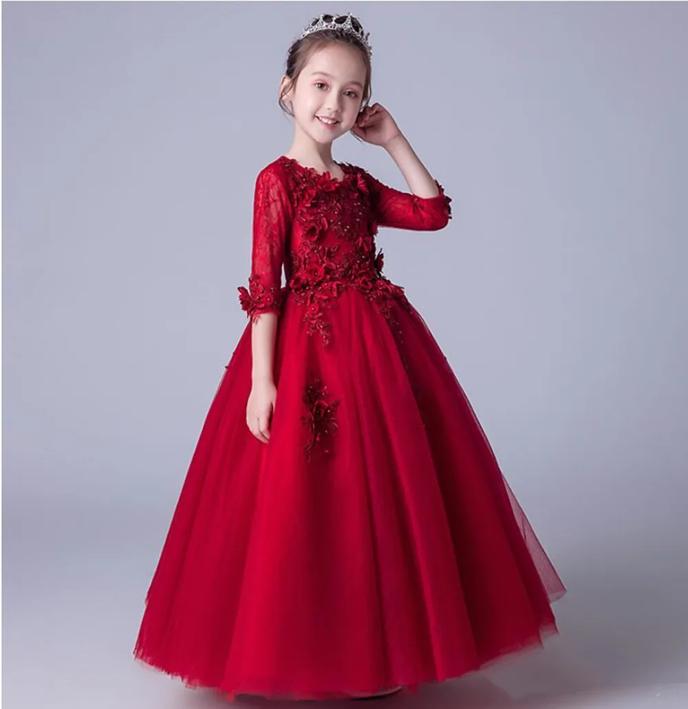 

Colorful Flower Girls Dress Wedding Party Puffy Tulle One Shoulder Customize Princess Birthday Party Gown