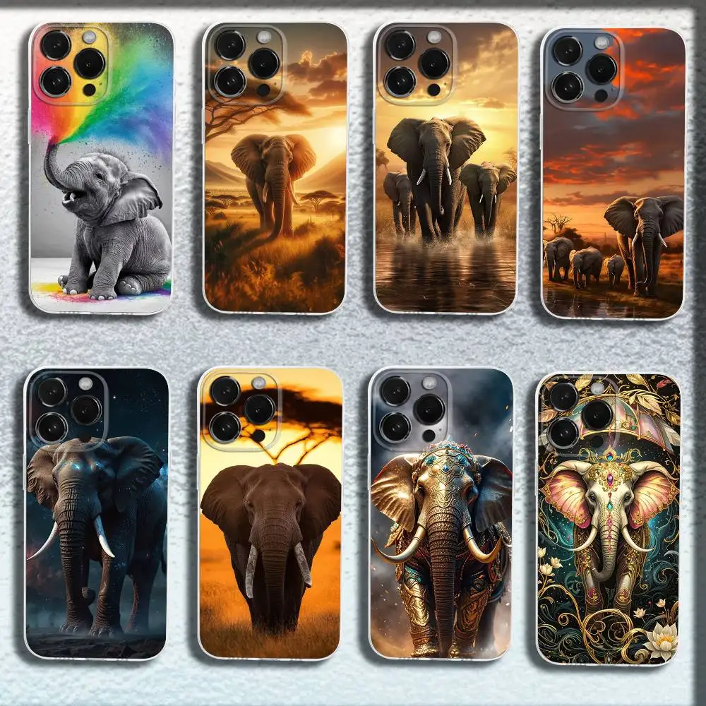 

Elephant Art Phone Case For iPhone 17,16,15,14,13,12,11,Pro,Max,Plus,E,SE4,Air,Mini Transparent Cover