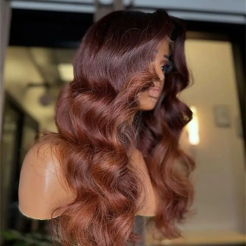 Reddish Brown 13x6 Lace Frontal Wig Body Wave 13x4 HD Transparent Lace Front Wigs With Baby Hair Natural Preplucked Hairline