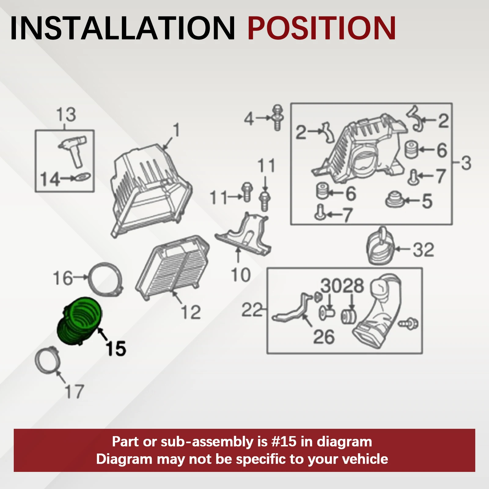 

Впускной патрубок воздушного фильтра с хомутами для Honda CR-V CRV 2015-2016 2.4L, шланг воздухозаборника 17228-5LA-A00, автоаксессуары