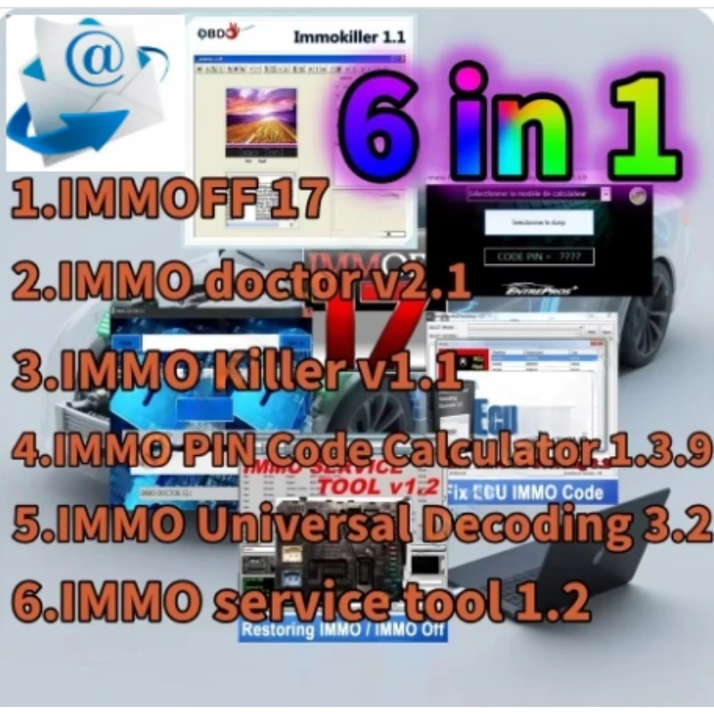 

Newest IMMO OFF Universal Decoding software pack service tool immoff 17 doctor V2.1 serviceTool 1.2 Killer v1.1 Pin Code 1.3.9