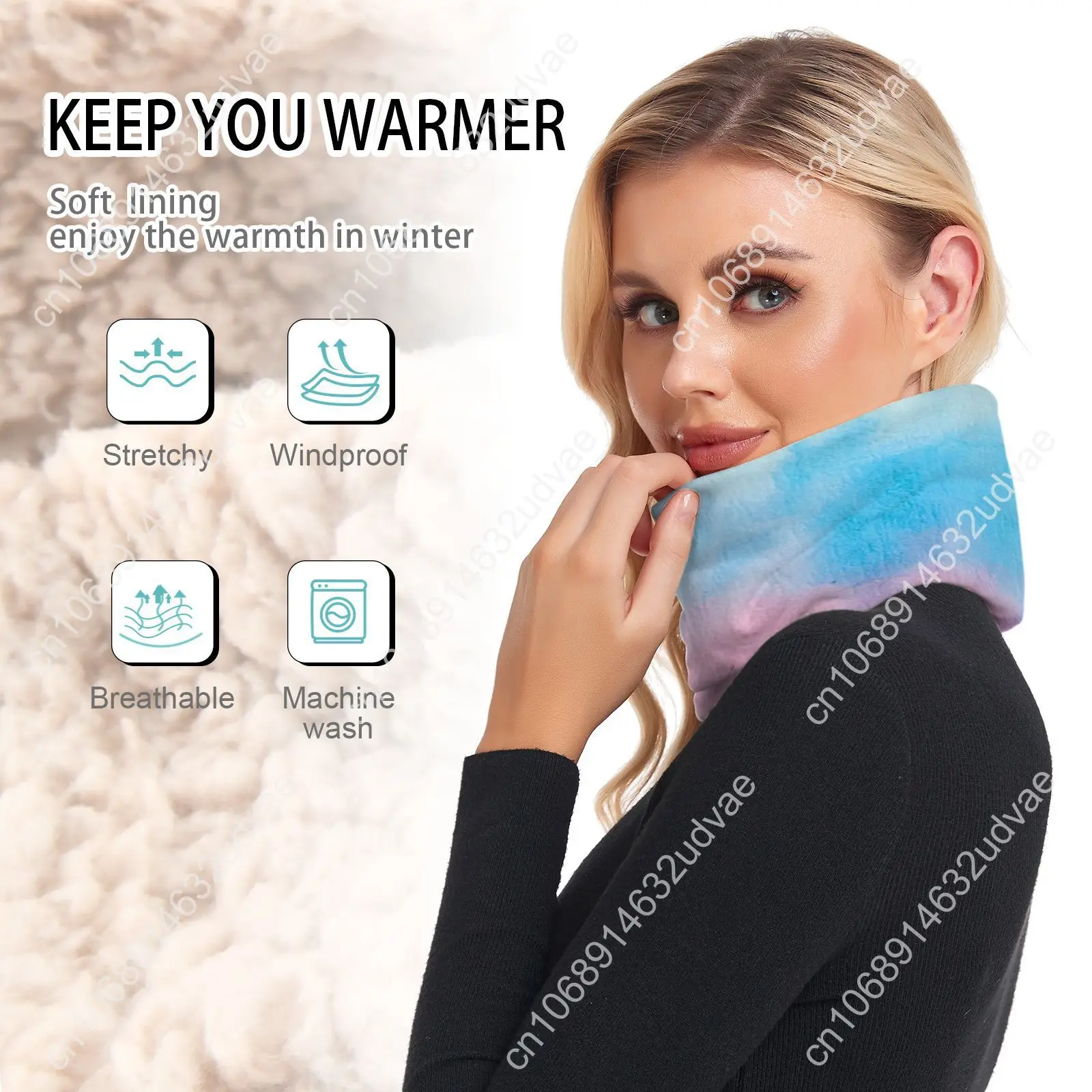 Winter Scarf Knitted Ring Neck Wraps Gradient Design Women Bandana Warm Solid Collar Unisex Men Face Scarves Infinite Cashmere