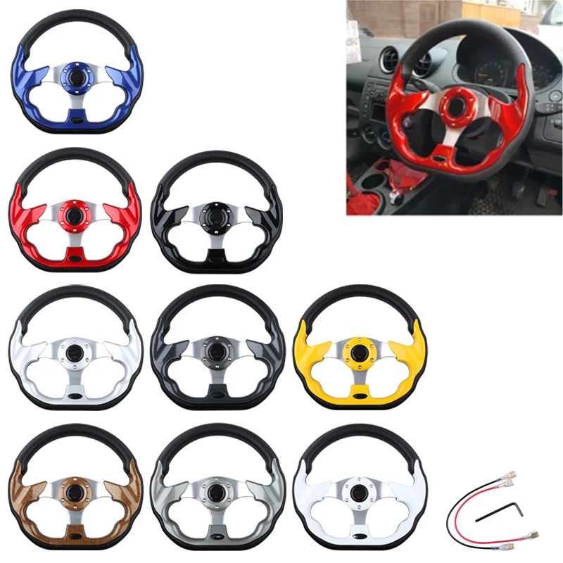 Universal Car Steering Wheel 13 Inches 320MM Aluminum Leather Aluminum Racing Sport Steering Wheel With Logo Auto Accessories