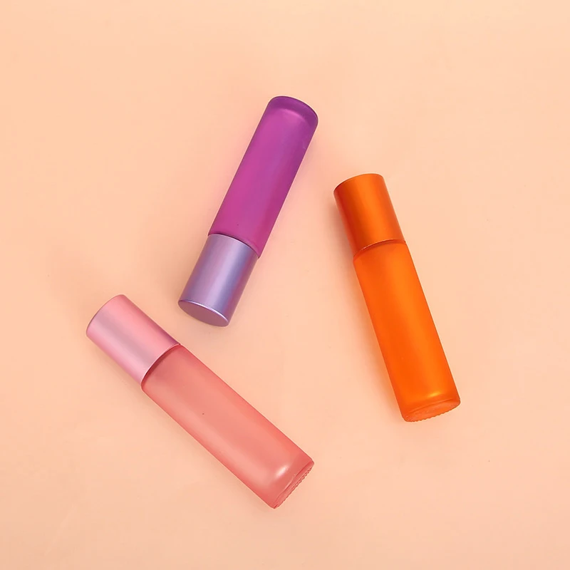 Botella enrollable de aceite esencial, botellas de Perfume vacías multicolores, contenedores de vidrio, contenedor de producto para el cuidado de la piel, 3 uds.