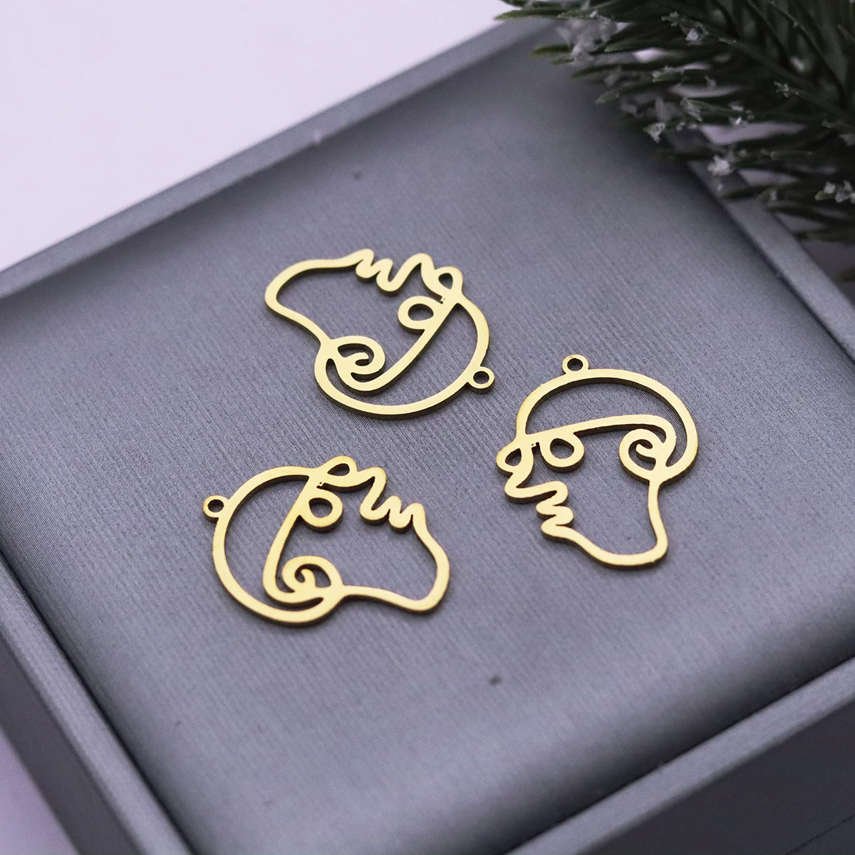 3pcs Vintage Art Line Abstract Side Face Charms Earrings for Stainless Steel Pendant Charms for Jewelry Making diy Accessory