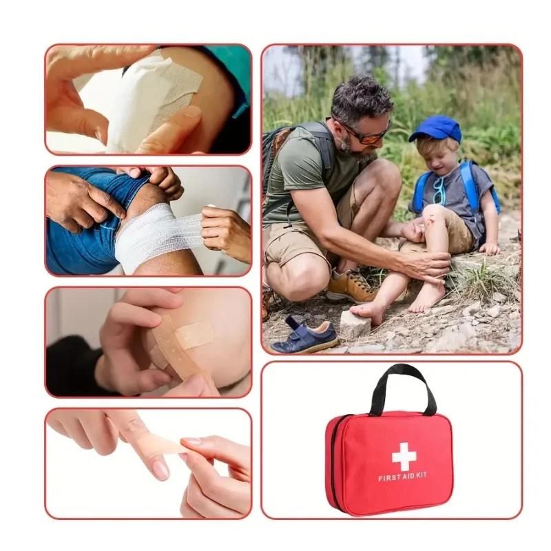 Comprehensive Easy To Carry First Aid Kit For Home & Outdoor Activities Essential Emergency Preparedness Supplies With Scissors